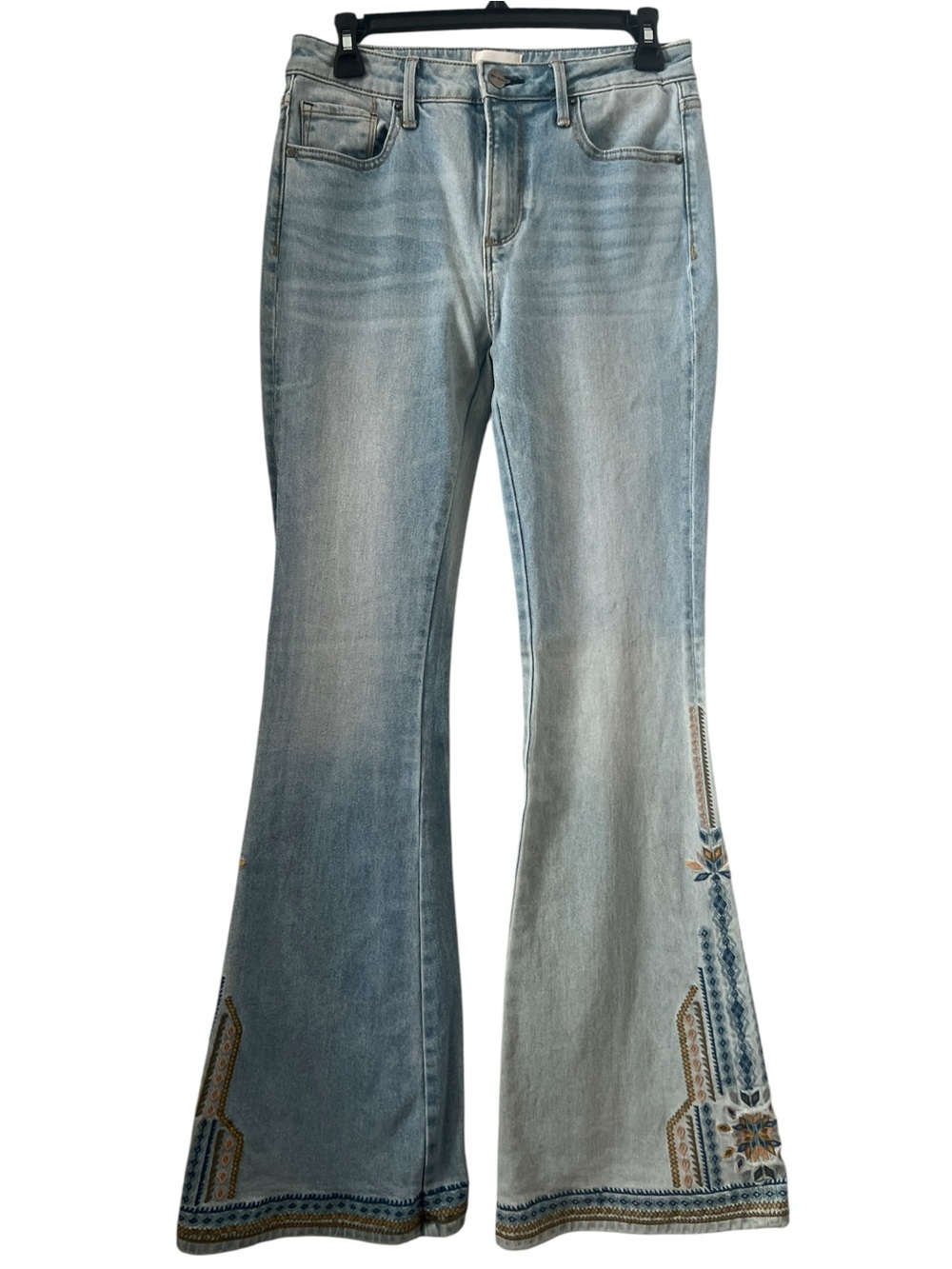 Driftwood Farrah Embroidered Flare Light Wash Jeans Size 26 - Picture 2 of 15